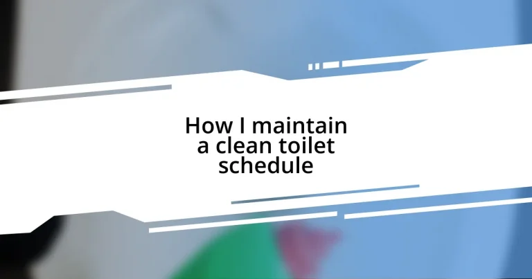 How I maintain a clean toilet schedule