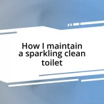 How I maintain a sparkling clean toilet