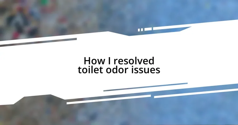 How I resolved toilet odor issues