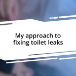 My approach to fixing toilet leaks