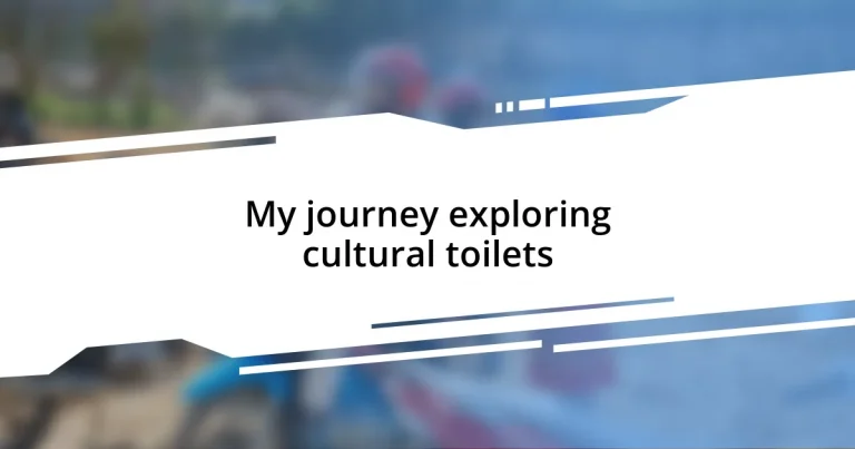 My journey exploring cultural toilets