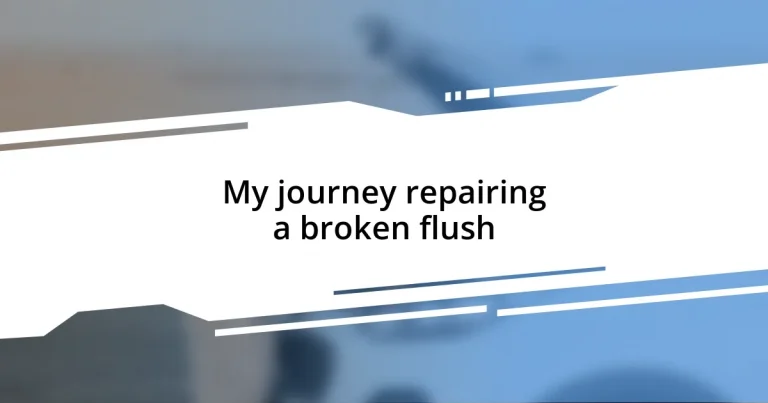 My journey repairing a broken flush