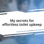 My secrets for effortless toilet upkeep