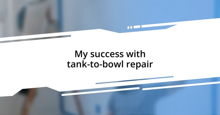 My success with tank-to-bowl repair