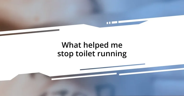 What helped me stop toilet running