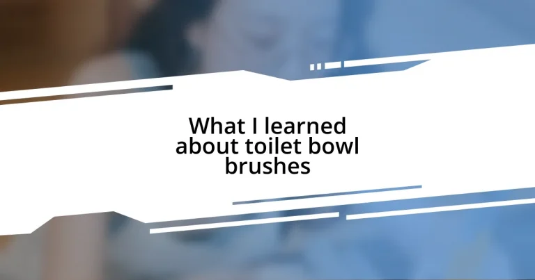 What I learned about toilet bowl brushes