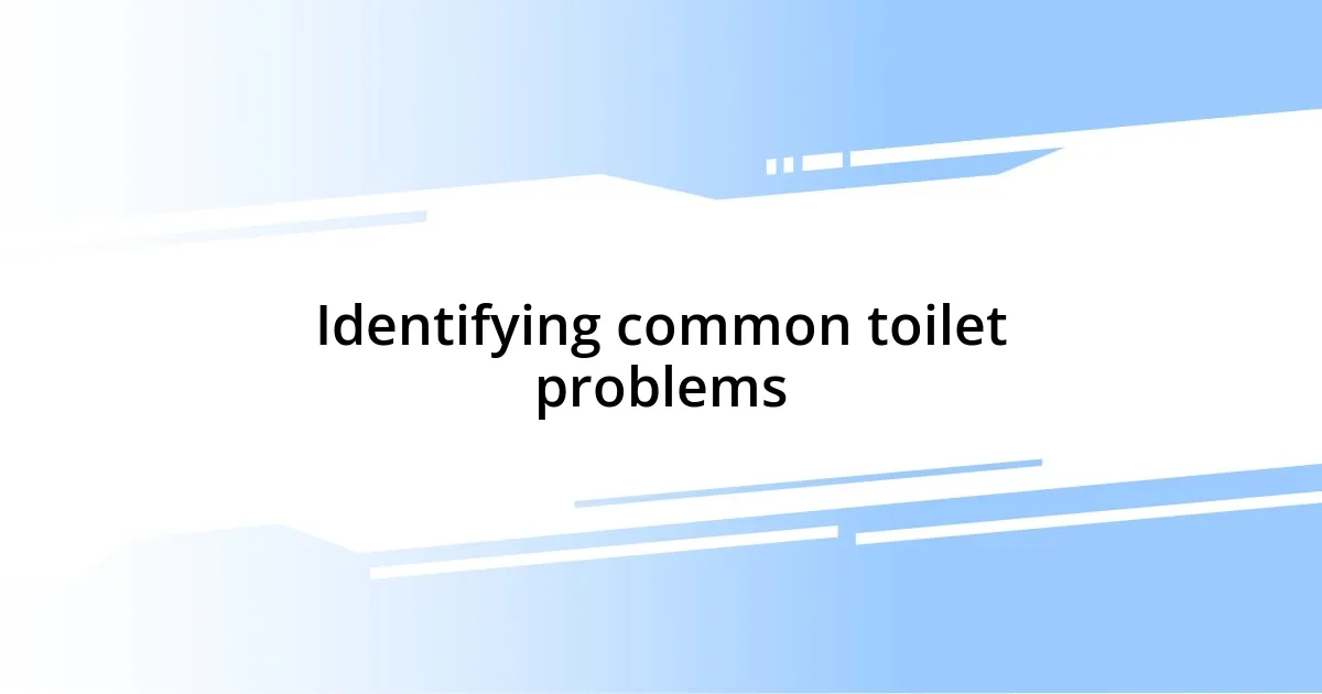 Identifying common toilet problems