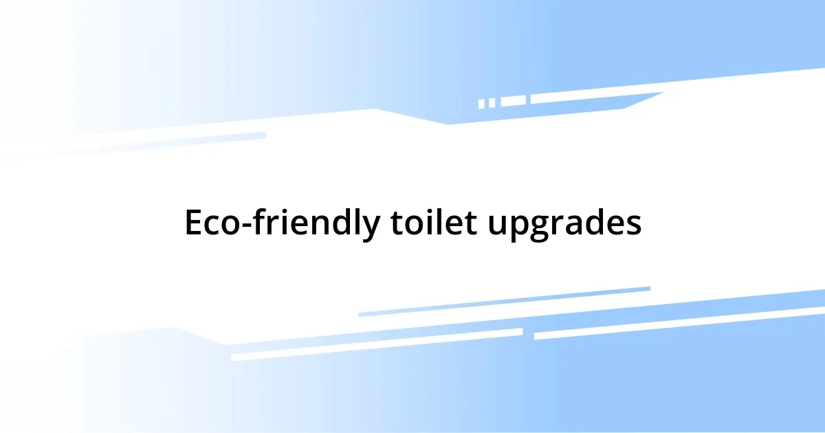 Eco-friendly toilet upgrades