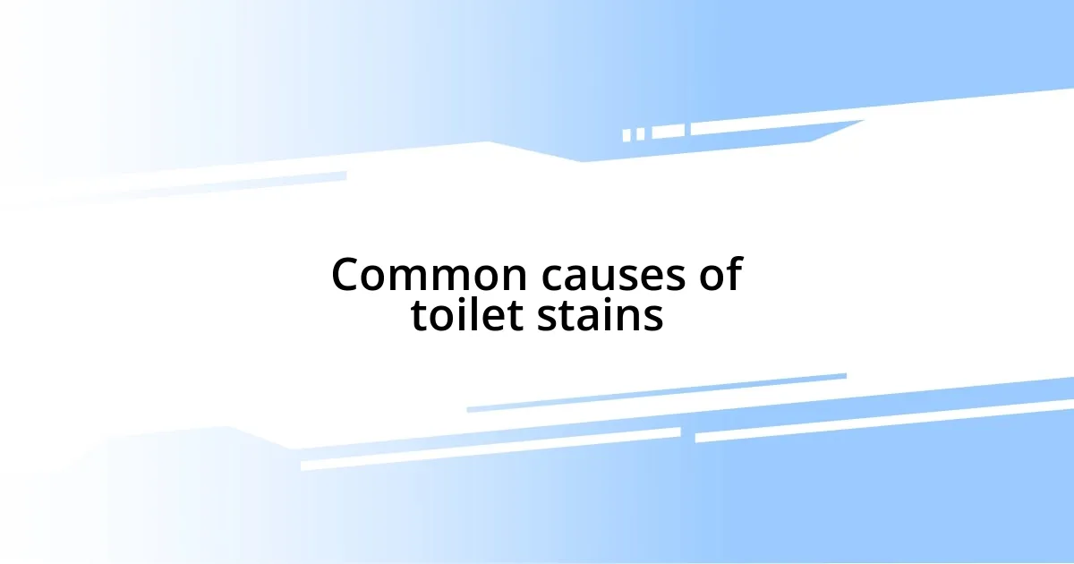 Common causes of toilet stains