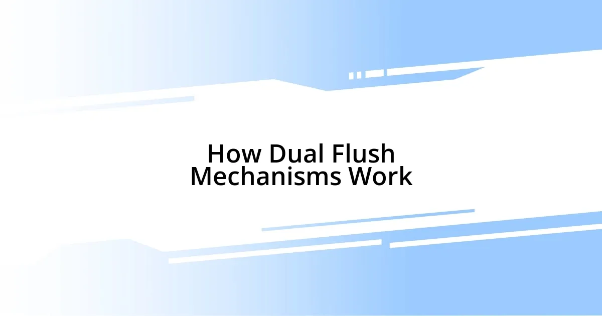 How Dual Flush Mechanisms Work