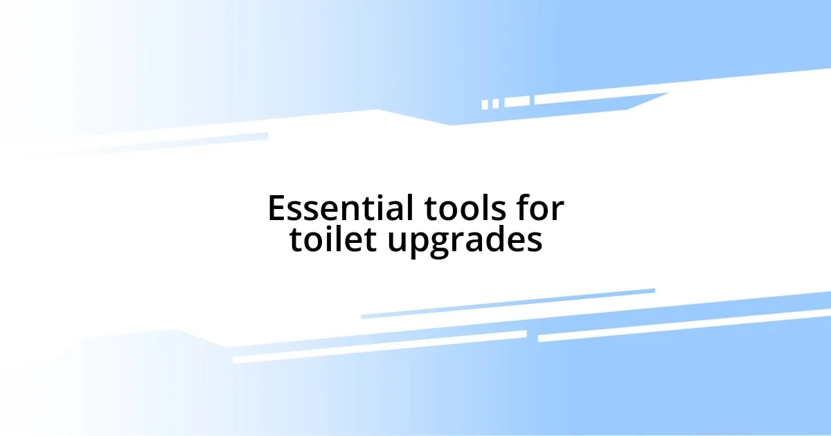 Essential tools for toilet upgrades