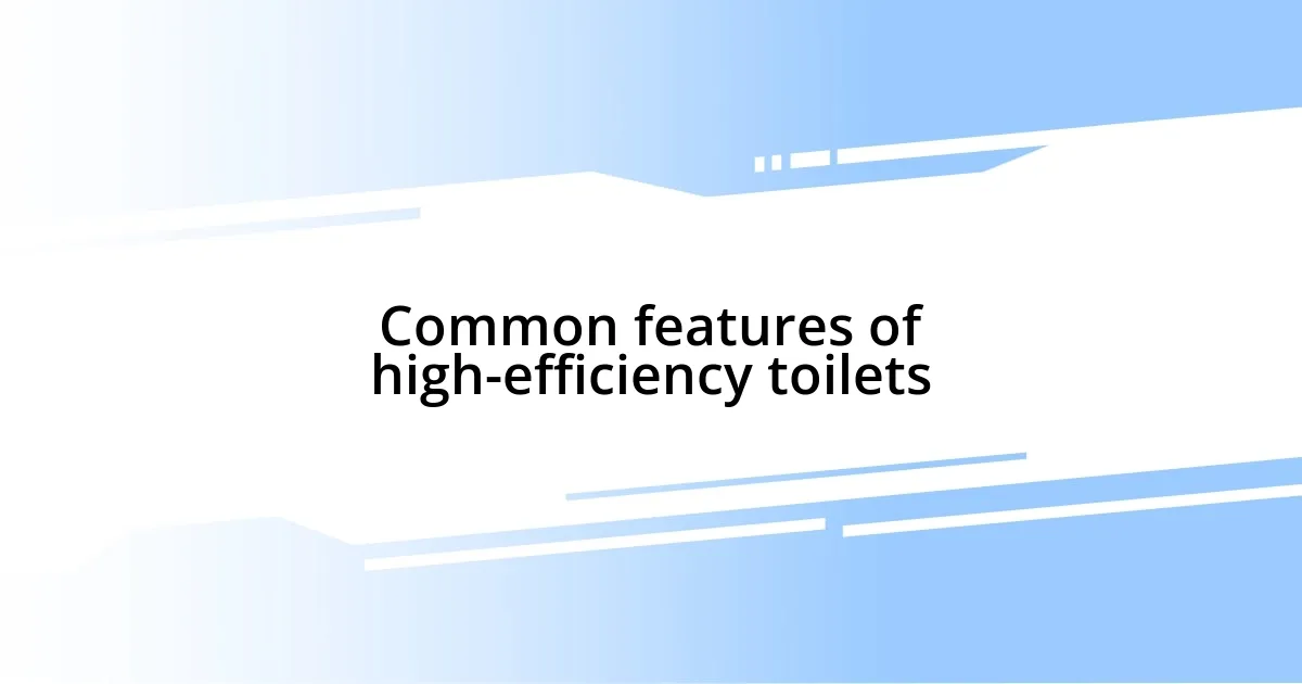 Common features of high-efficiency toilets