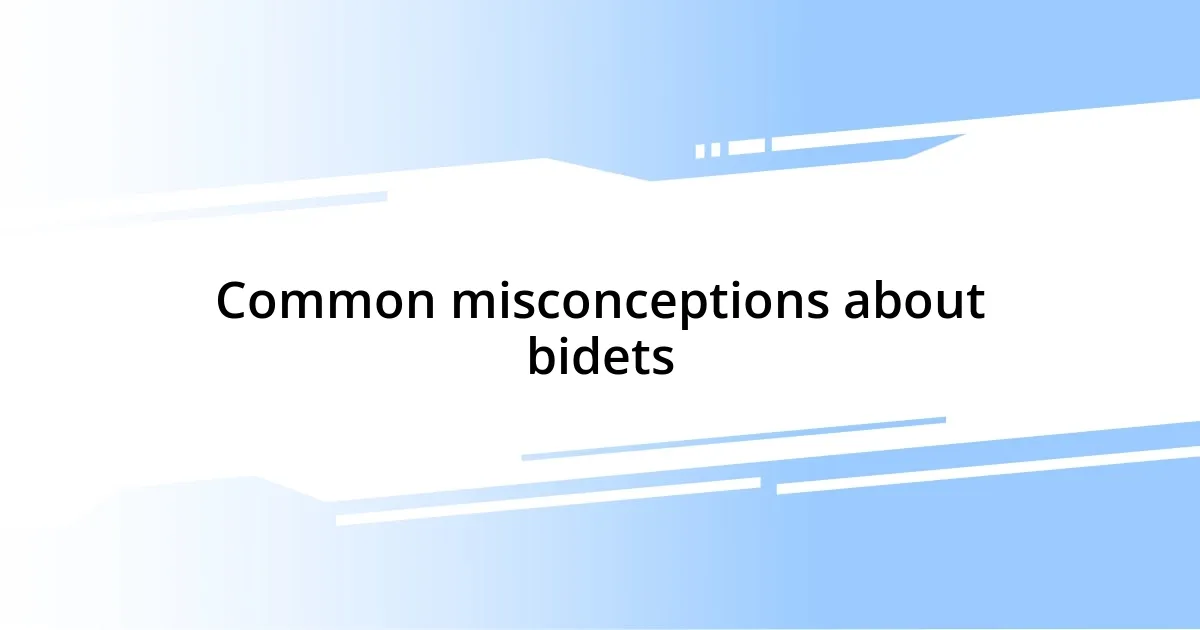 Common misconceptions about bidets