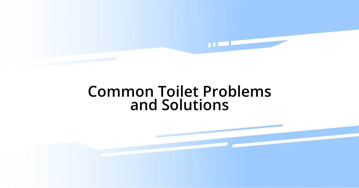 Common Toilet Problems and Solutions